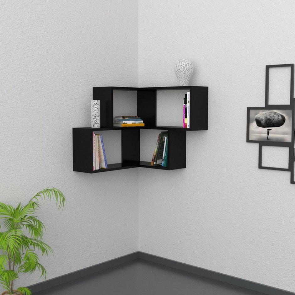 Угловая книжная полка на стену