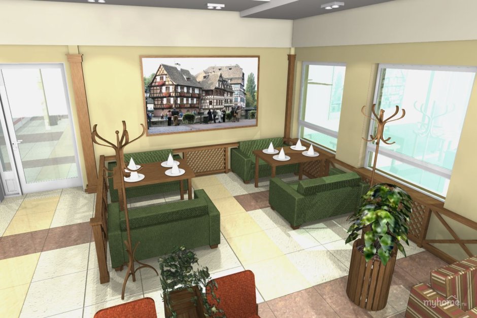 Интерьер маленького придорожного кафе