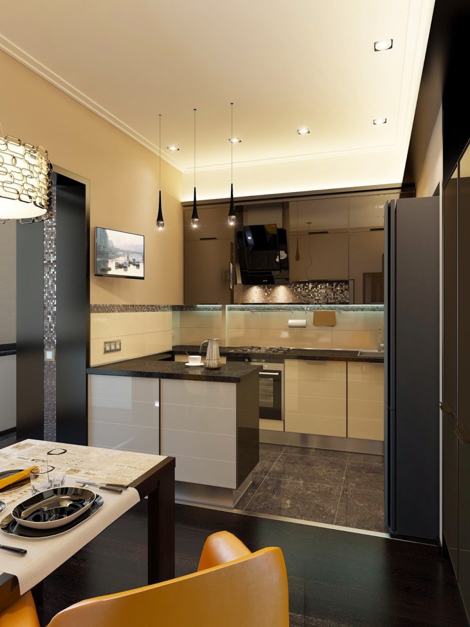 Дизайн квартиры 2+ с кухней