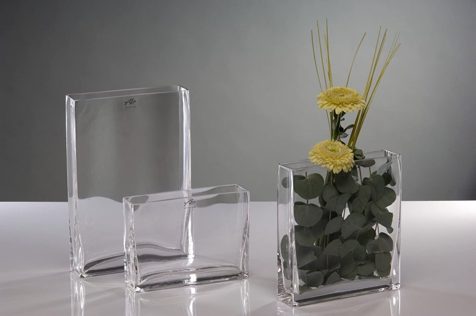 Прямоугольная стеклянная ваза горизонтальная