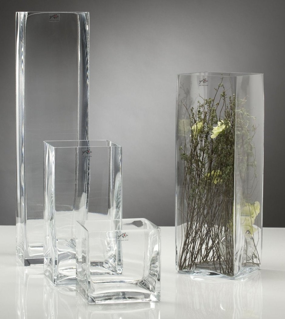 Стеклянные прямоугольные вазы