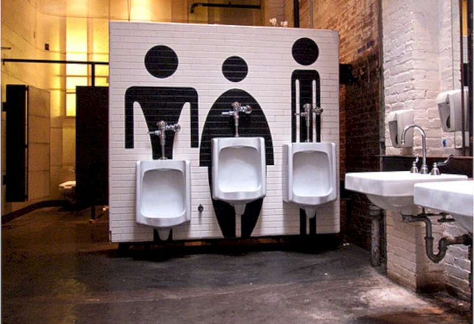 Общественный туалет в стиле лофт