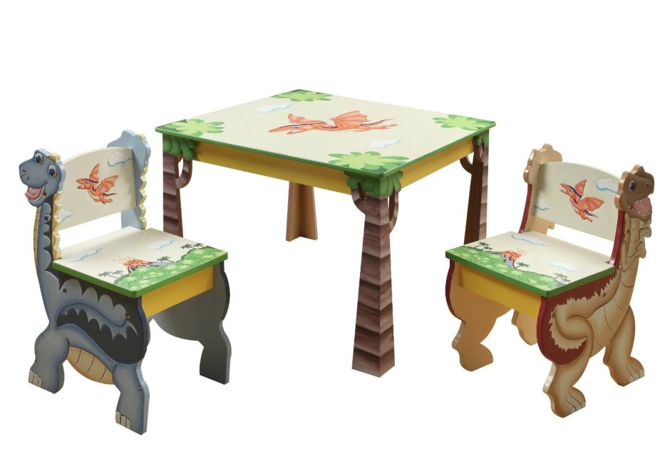 Детский стол и стул с динозаврами