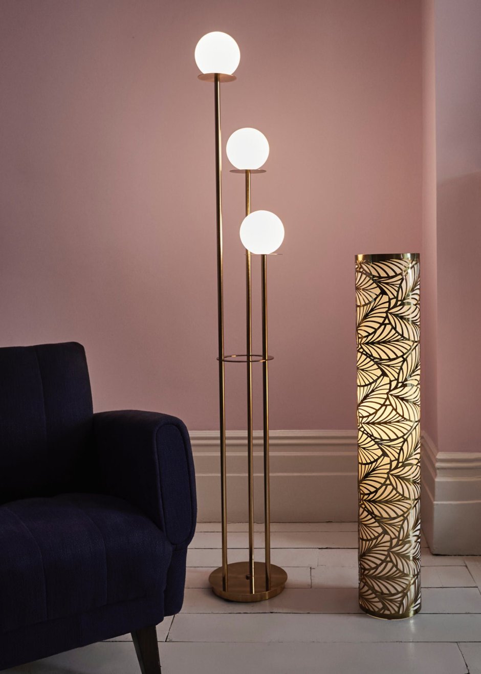 Торшер Solis Globe Hourglass Brass Floor Lamp