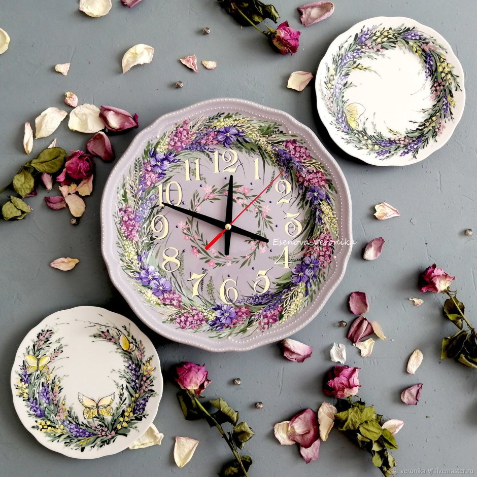 Декор настенных часов в стиле Прованс