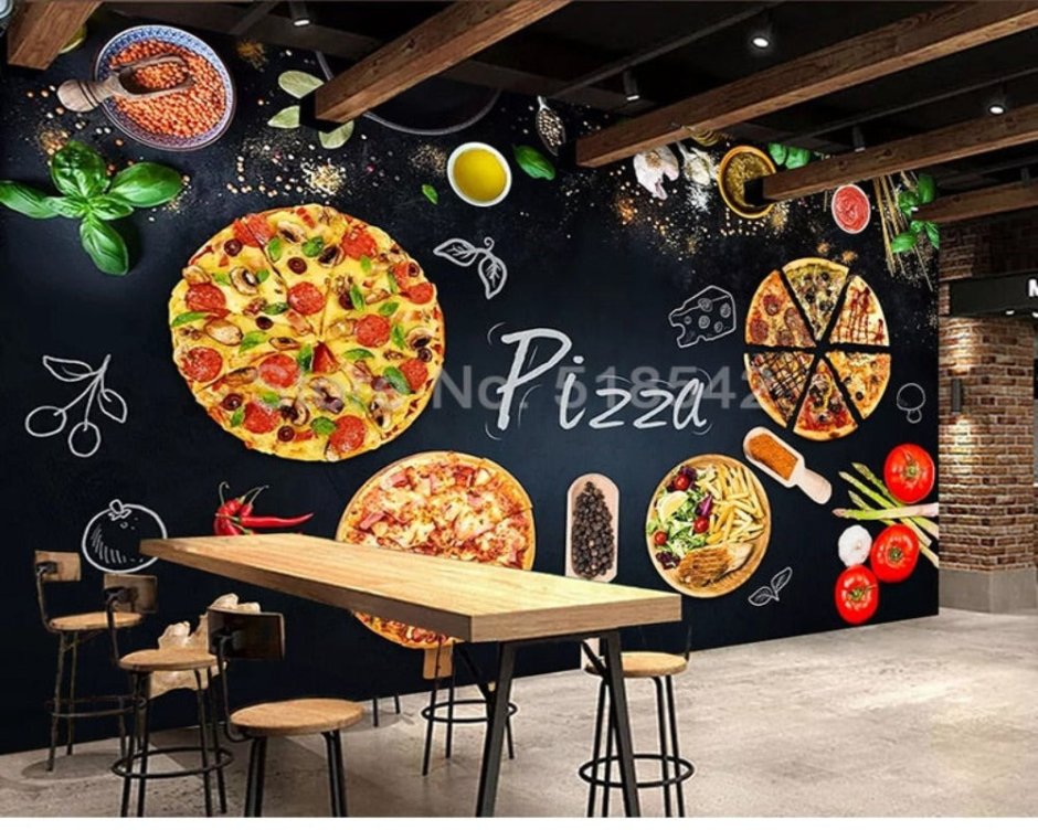 Декор стен в пиццерии