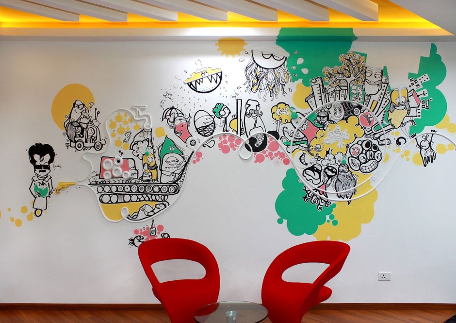 Рисование на стене в офисе
