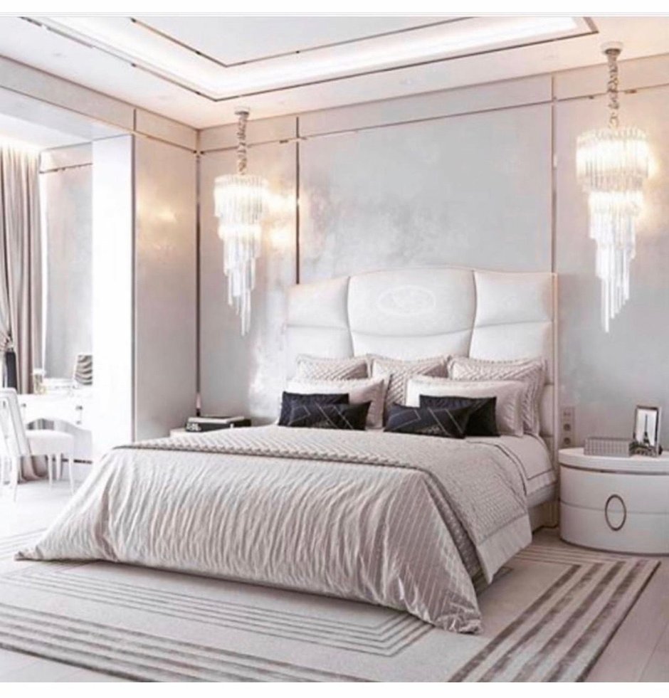 Спальня в современном стиле с зеркалом