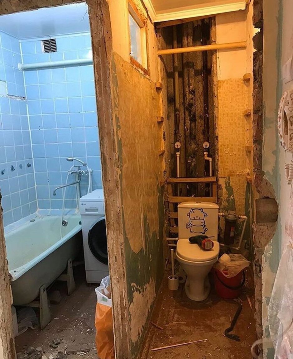 Туалет с ванной в хрущевке