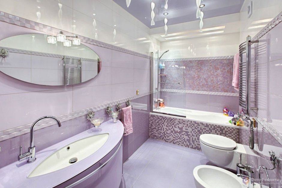 Сиреневая ванная комната