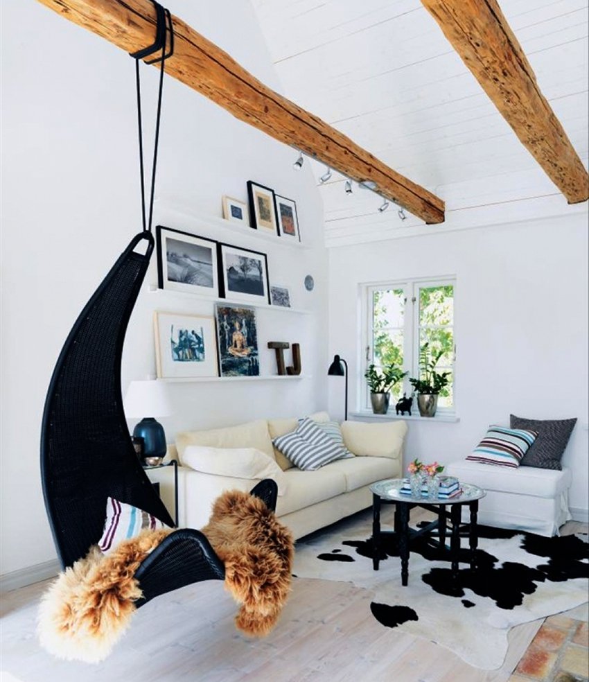 Подвесная качель на мансарде