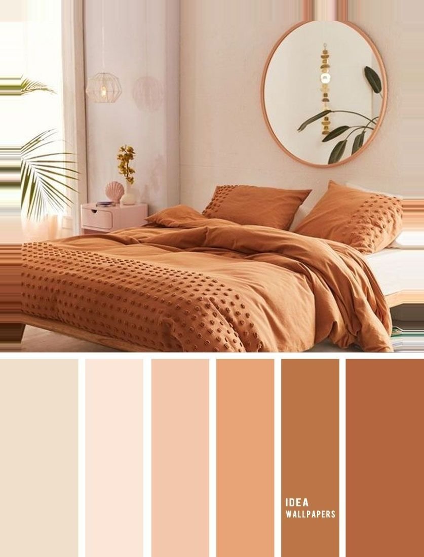 Оранжевый в интерьере спальни