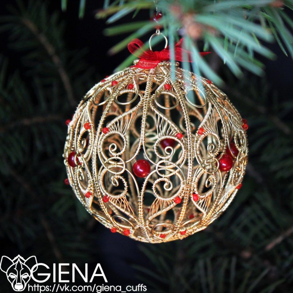 Гирлянда "металлические шарики" 10 led, 2 м золото (тёплый белый)