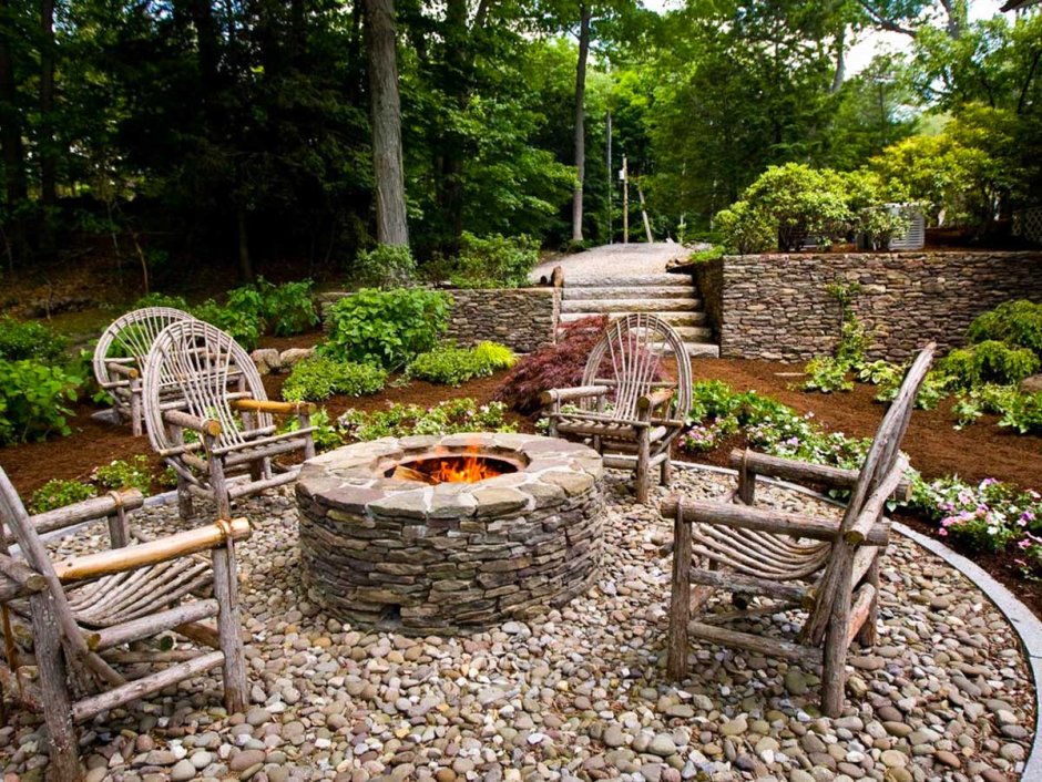 Сад в стиле Кантри деревенский ландшафтный