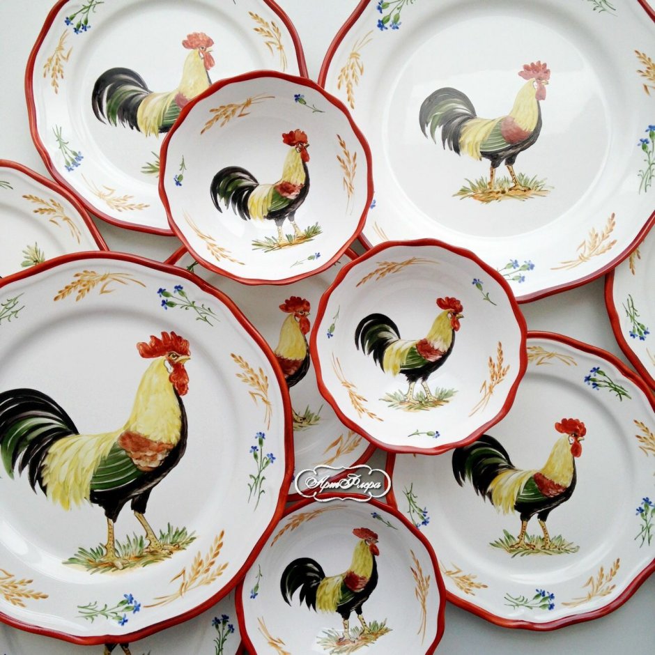 Rooster комплект кухонной посуды тосканских петухов