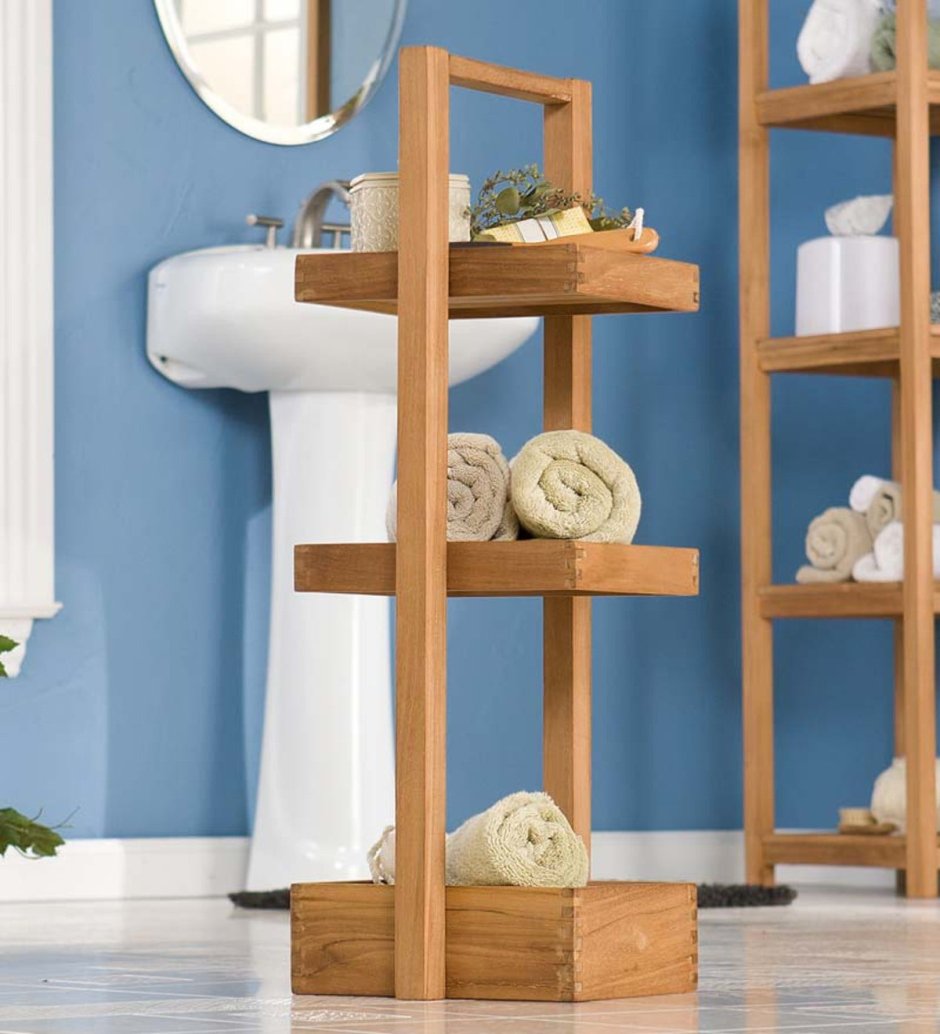 Этажерка для ванной комнаты деревянная