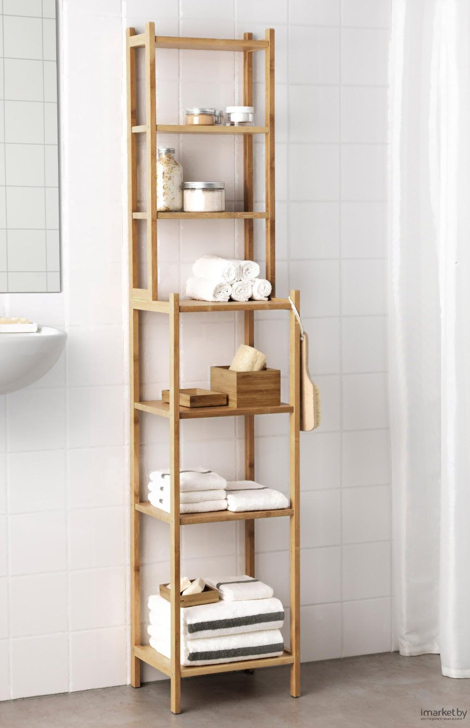 РОГРУНД стеллаж, бамбук, 33 см