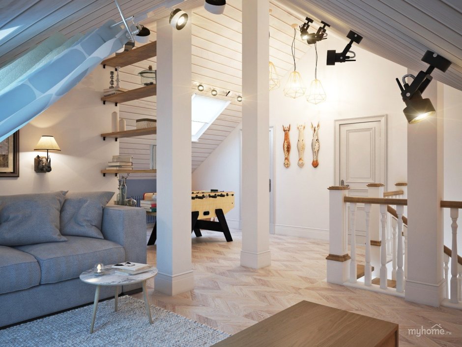 Освещение мансарды в загородном доме