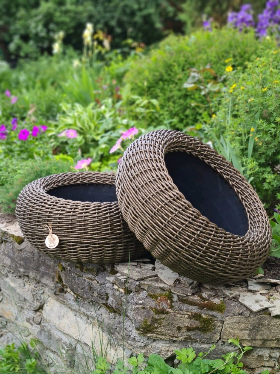 Кашпо 20 литров из искусственного ротанга