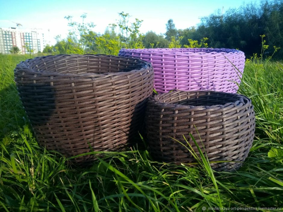 Кашпо из ротанга искусственного на 10 литров