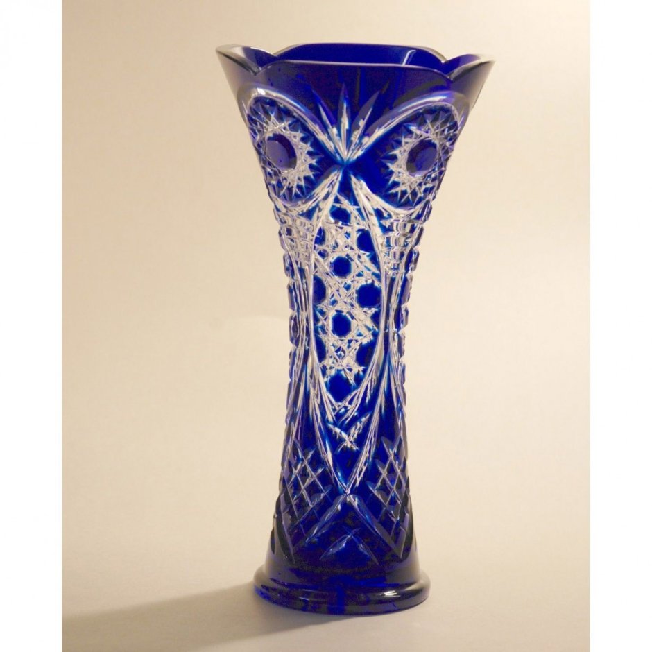 Ваза хрустальная синяя Гусь Хрустальный