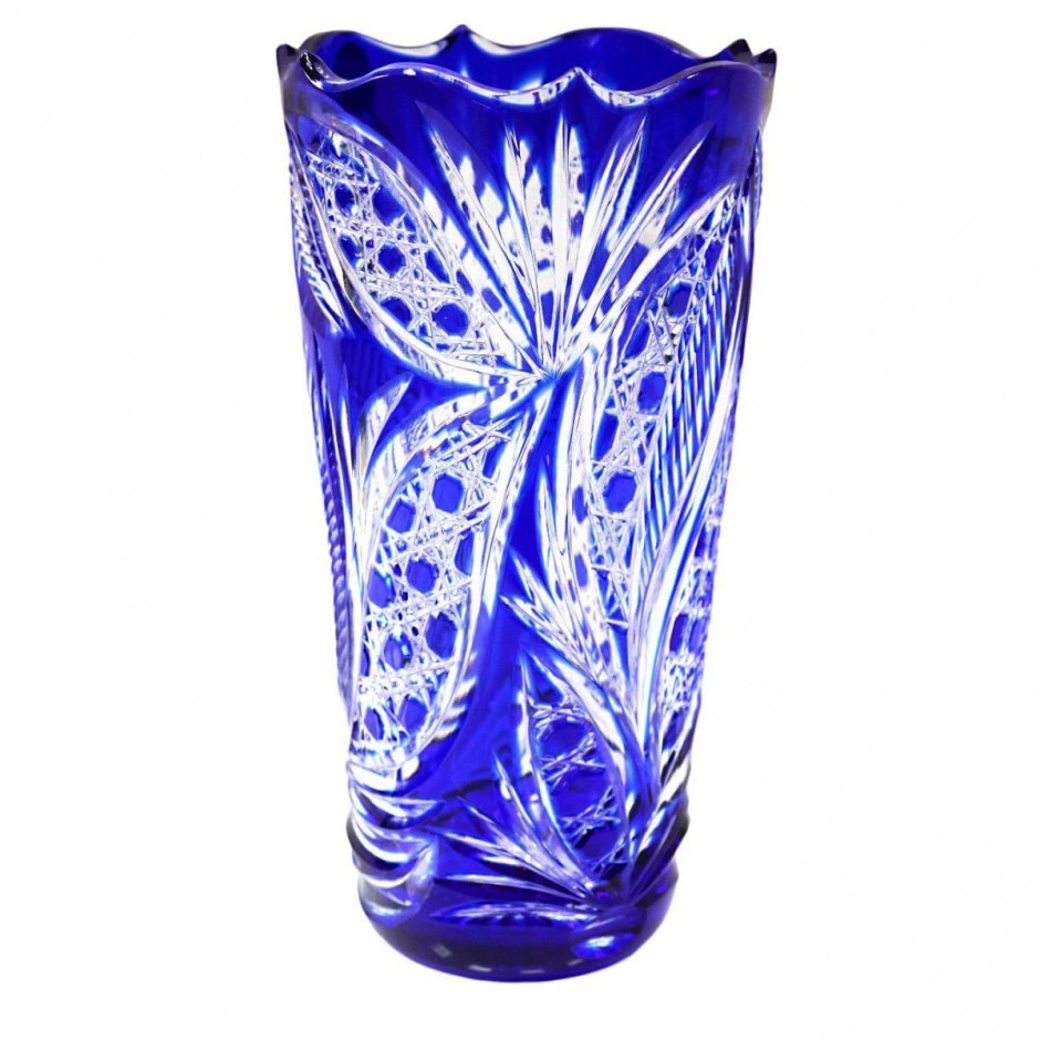 Ваза хрустальная синяя Гусь Хрустальный