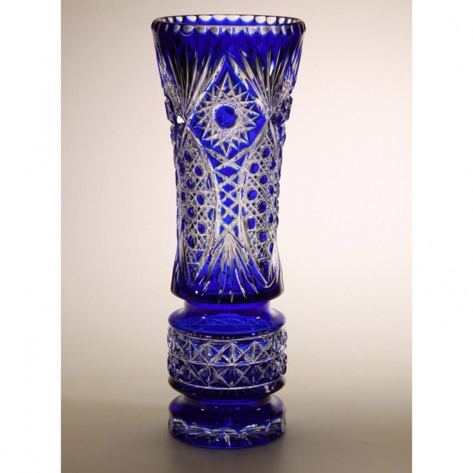 Ваза для цветов Астра, синий наклад, высота 30 см, нк16