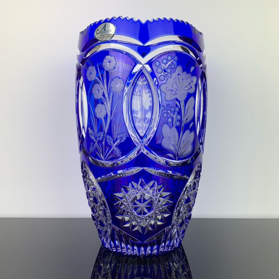 Ваза синий хрусталь