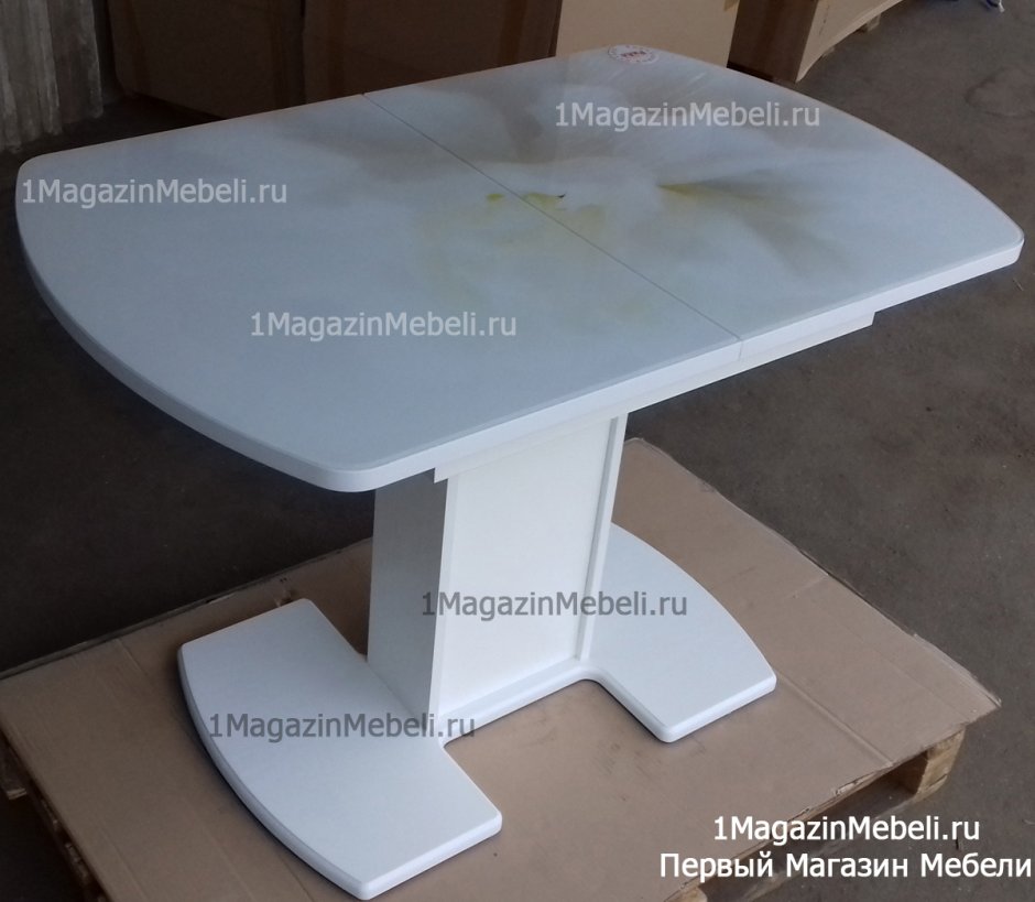 Обеденный стол круглый 120 см белый с состариванием White Rose