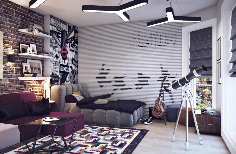 Комната в стиле лофт для парня 12кв м