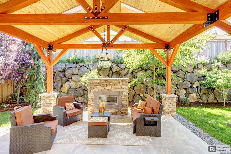 Беседка с мангальной зоной в стиле Прованс