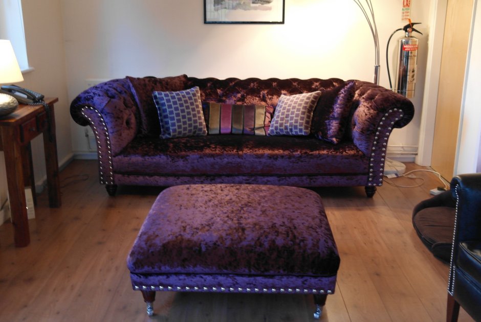 Диван Честерфилд синий бархат