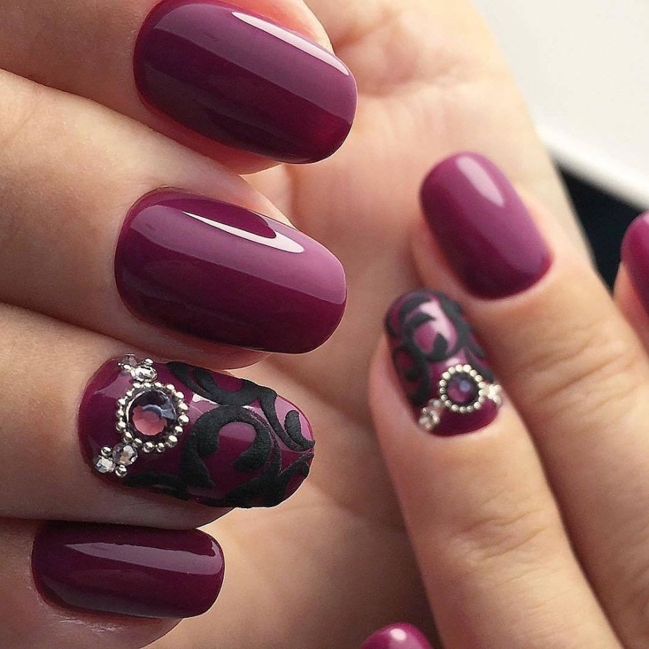 Маникюр бордовый баклажановый 2023 2022