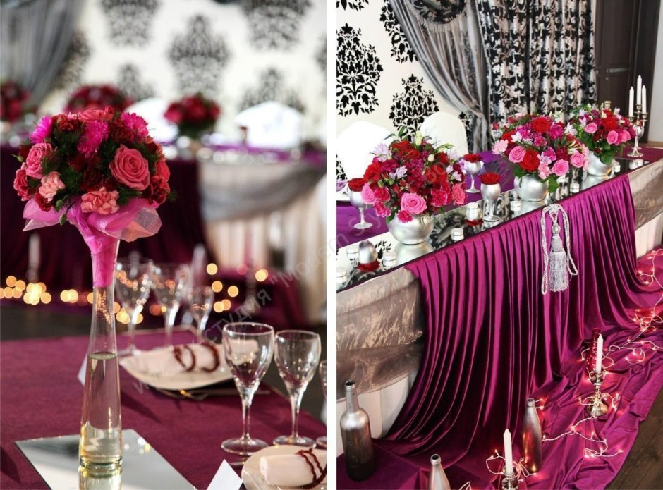 Свадьба в бордово золотом цвете