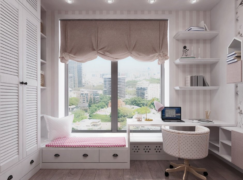 Широкий подоконник в детской