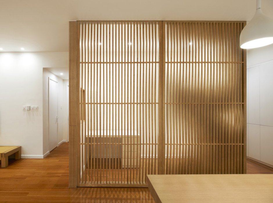 Деревянные рейки в интерьере