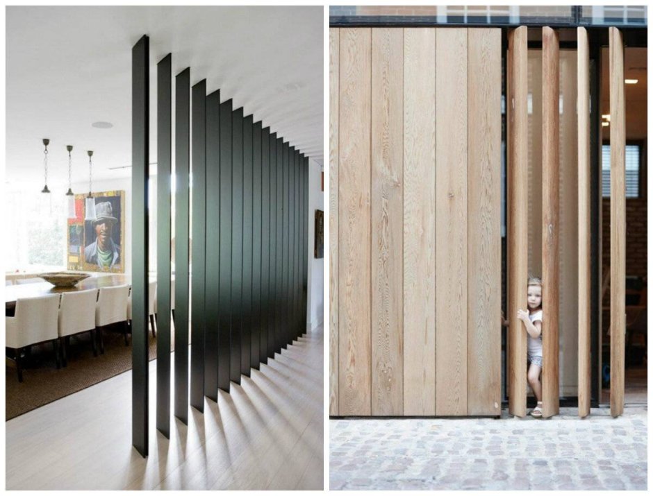 Деревянные рейки в коридоре