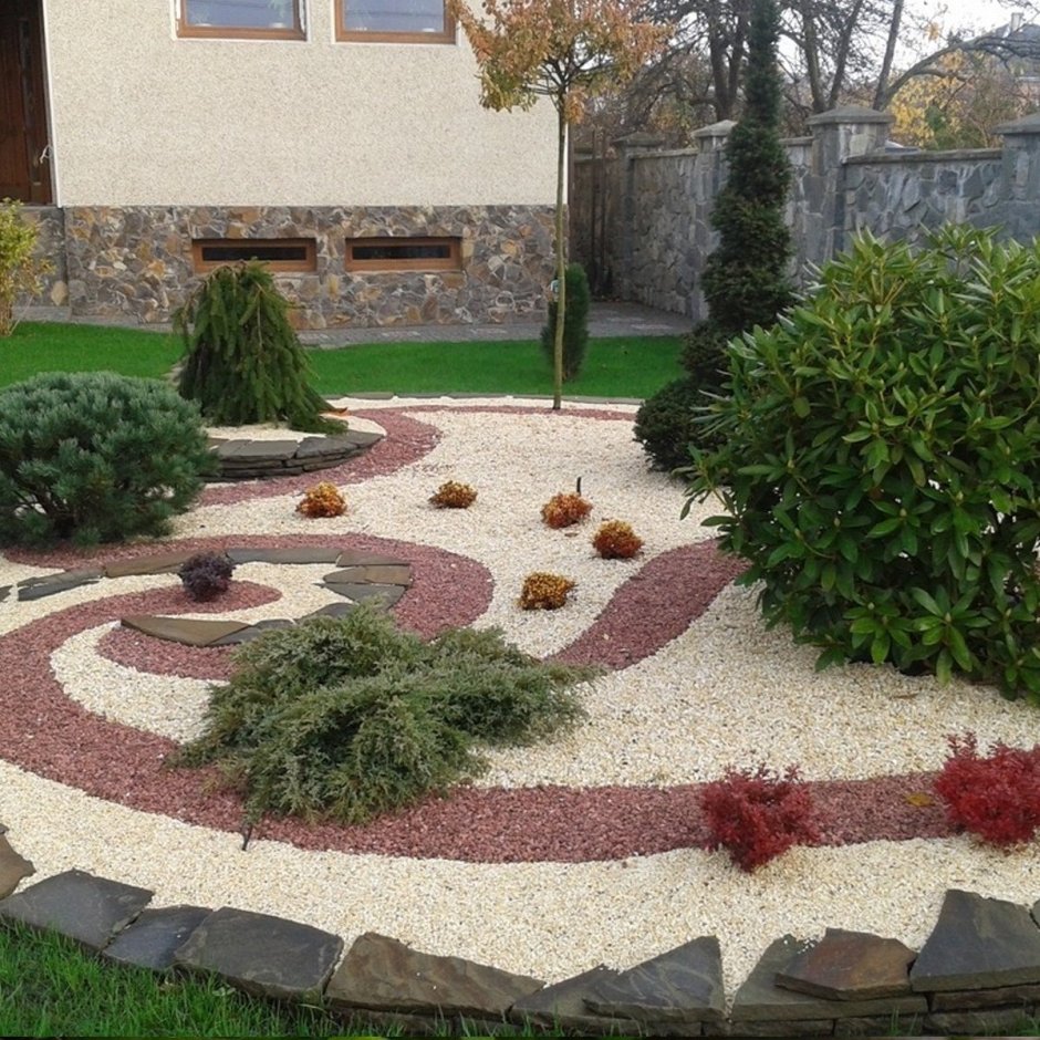 Цветники из природного камня