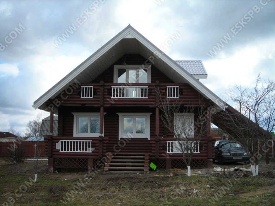 Дом из бруса цвет палисандр