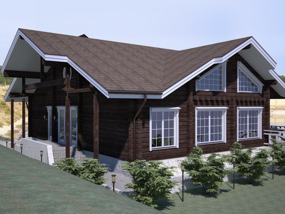 Коричневый дом из бруса