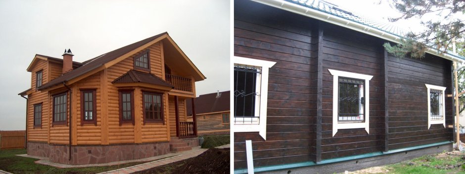 Одноэтажный дом обшитый имитацией бруса снаружи