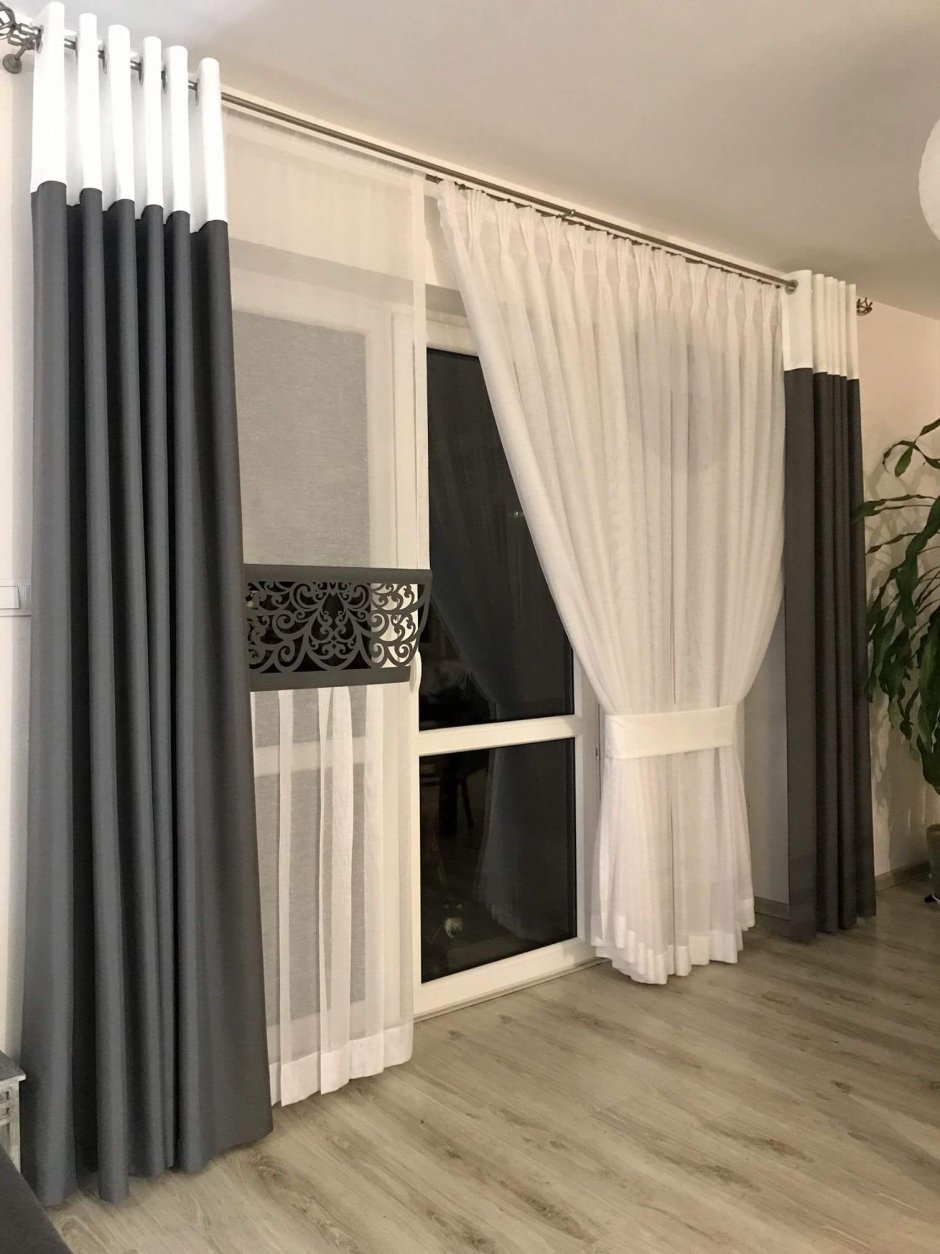 Двойные шторы на люверсах