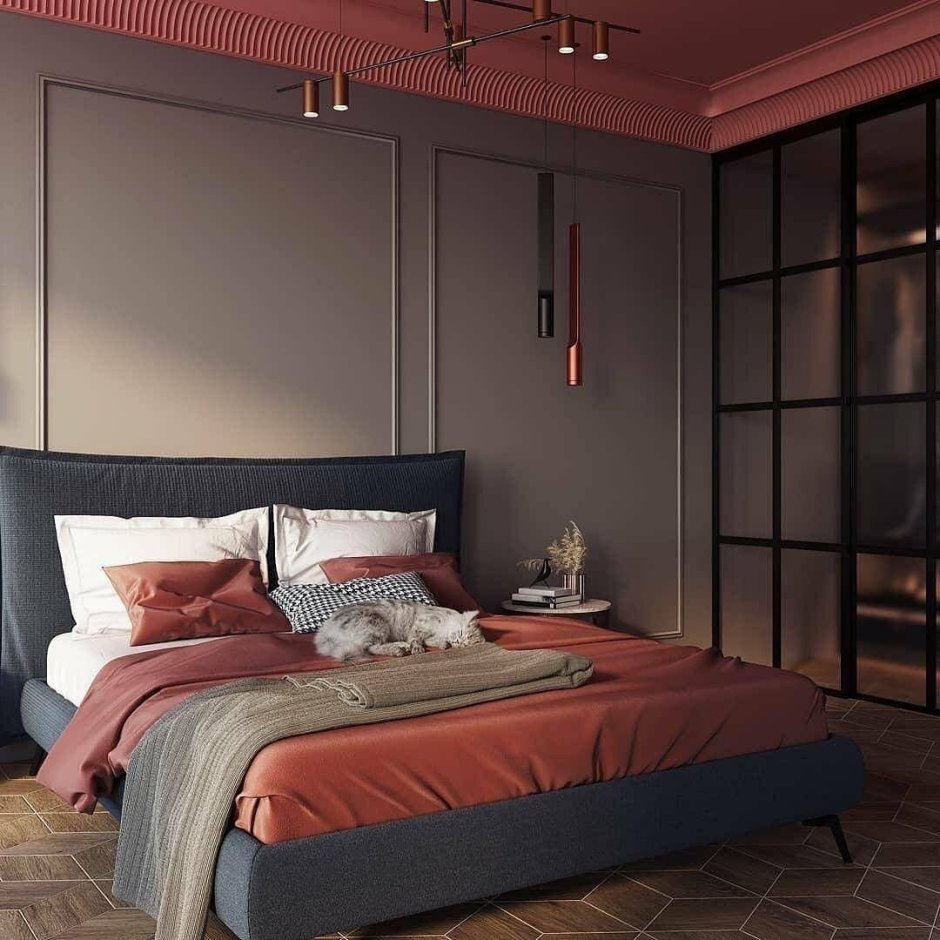 Спальня в терракотовых тонах