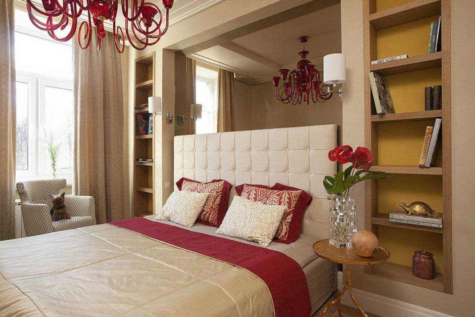 Спальня в оранжевых тонах