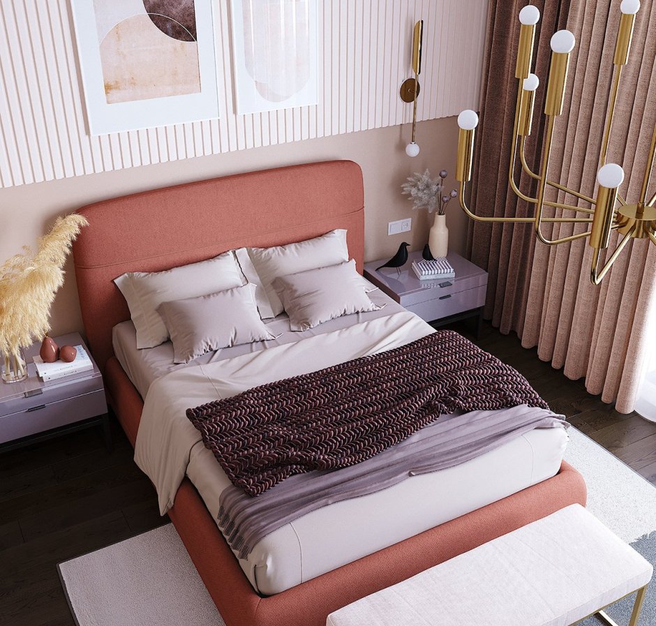 Кровать терракотового цвета