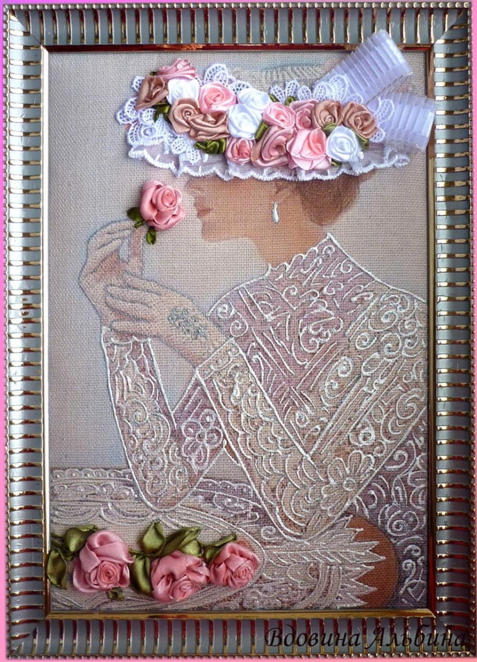 Панно вышитые лентами