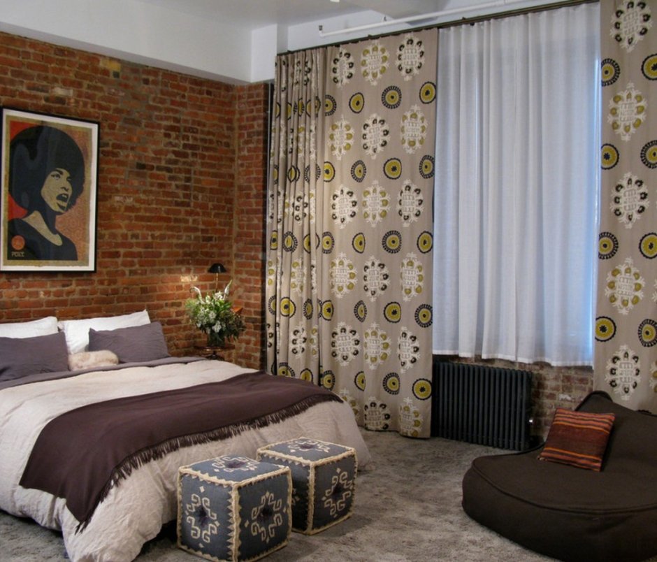 Шторы в спальню лофт