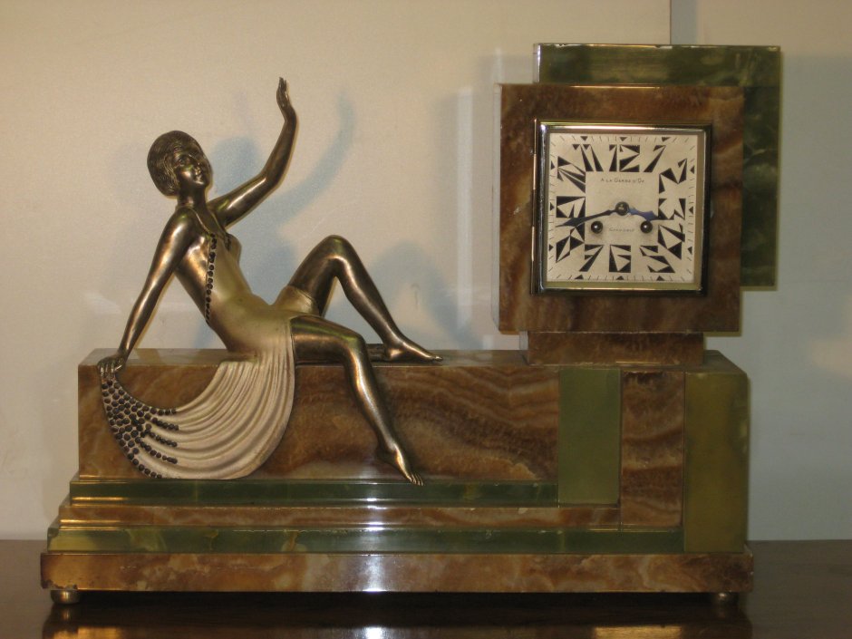 Часы настольные олово стиль Модерн югендстиль