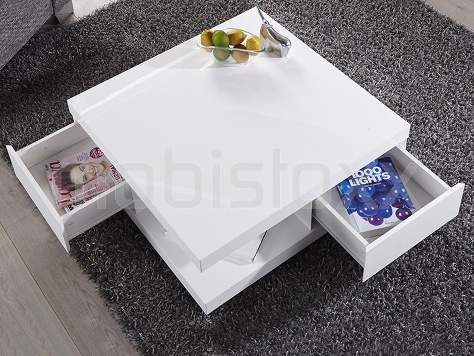 Стол журнальный Diamond Тип 1 800x800x400мм белый глянец