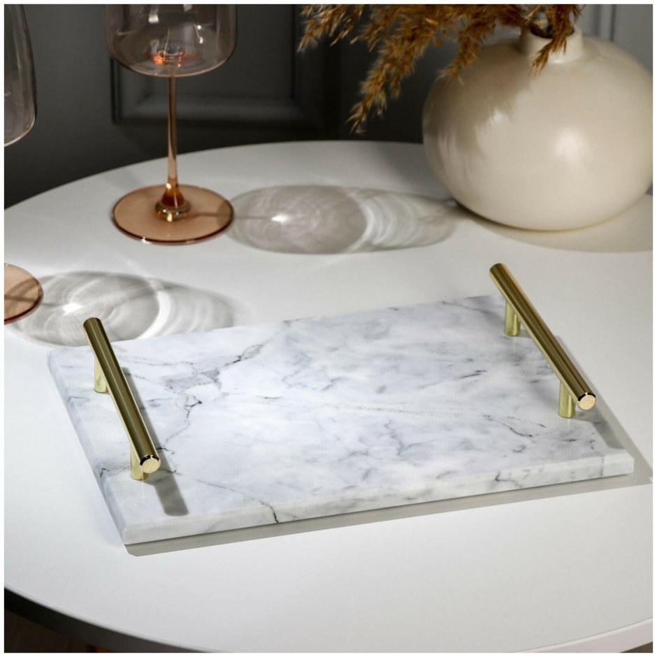 Блюдо из мрамора magistro Marble, 2-ярусное, в 25-20х28 см, цвет белый